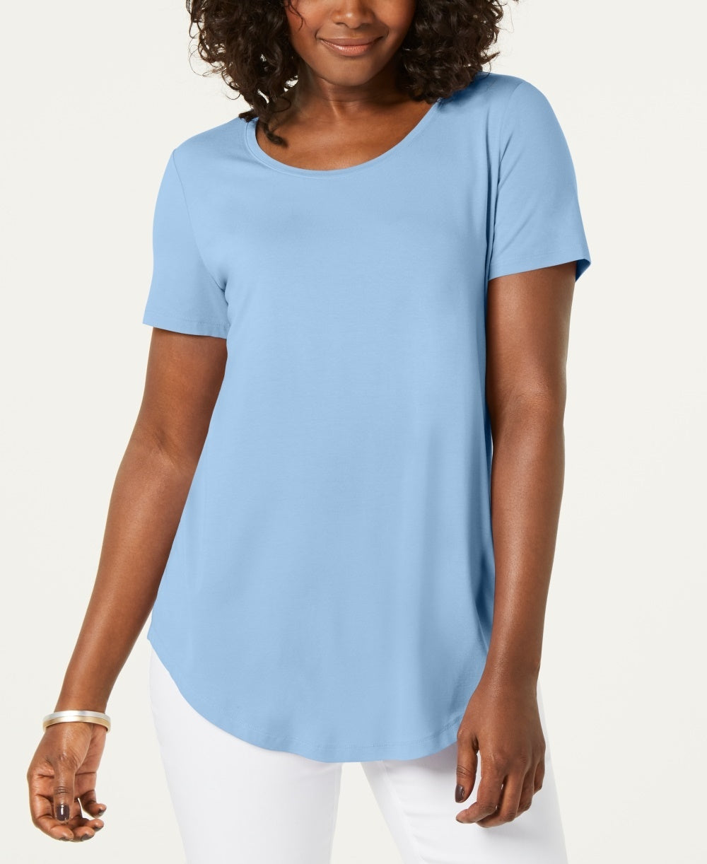 JM Collection Women's Scoop Neck Top Blue Size Small
