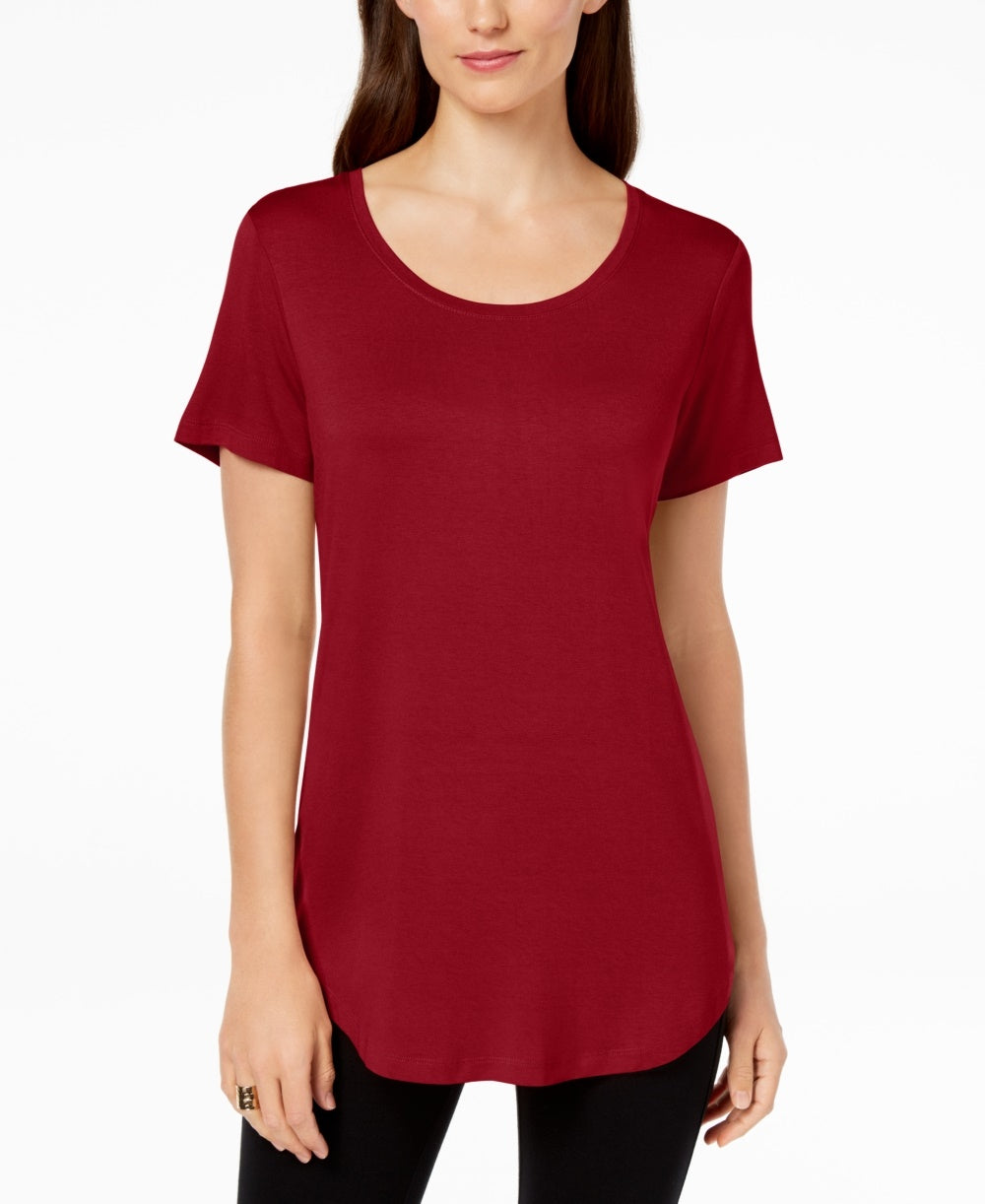 JM Collection Women's Scoop-Neck Top Medium Red Size X-Small
