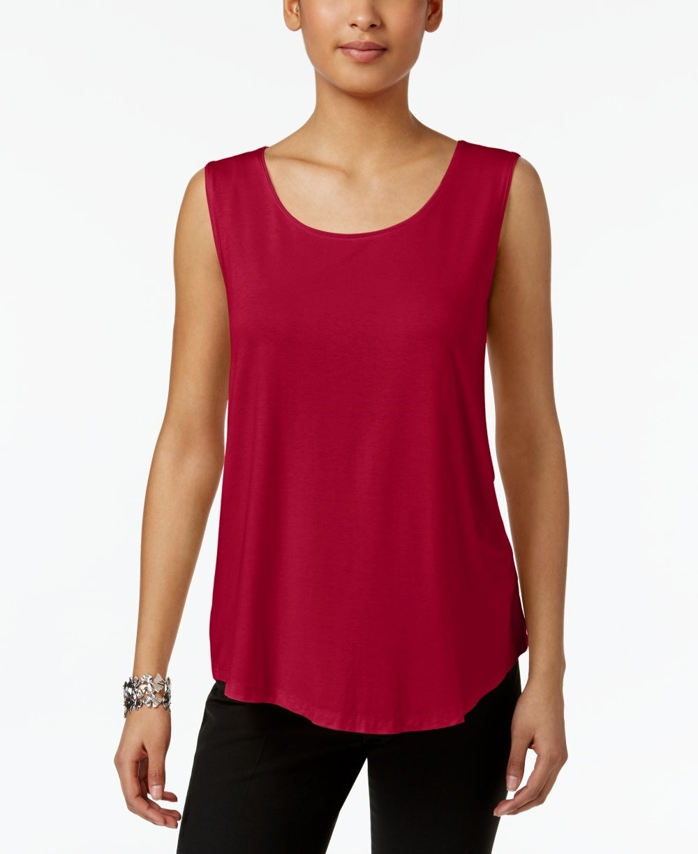 JM Collection Women's Scoop Neck Tank Top Red Size Medium