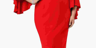 R & M Richards Women's Off The Shoulder Flared Sleeve Dress Red Size 16W