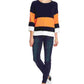 Vince Camuto Women's Colorblock Teddy Knit Sweater Orange Size Large