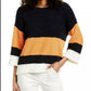 Vince Camuto Women's Colorblock Teddy Knit Sweater Orange Size Medium
