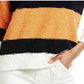Vince Camuto Women's Colorblock Teddy Knit Sweater Orange Size Medium