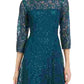 SL Fashions Women's 3/4 Sleeve Sequin Lace Dress Green Size 16