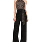 SL Fashions Women's Belted Metallic Jumpsuit Black Size 8