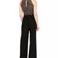 SL Fashions Women's Belted Metallic Jumpsuit Black Size 8