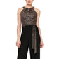 SL Fashions Women's Belted Metallic Jumpsuit Black Size 8