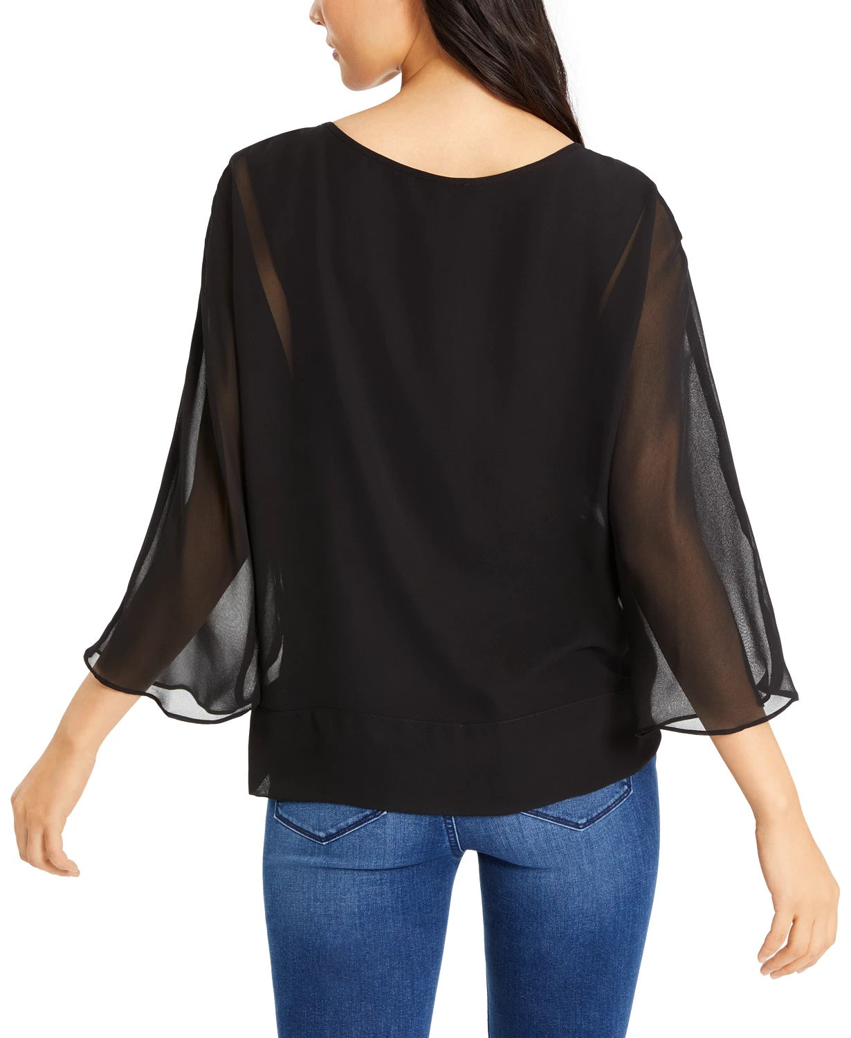 Vince Camuto Women's Sheer Tie-Front Blouse Gray Size Small