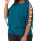 MSK Women's Rhinestone Trim Blouson Top Green Size 1X