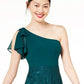 City Studios Women's Sleeveless Asymmetrical Neckline Short Fit Flare Formal Dress Green Size 7