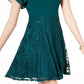 City Studios Women's Sleeveless Asymmetrical Neckline Short Fit Flare Formal Dress Green Size 7