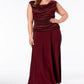 R & M Richards Women's Plus Size Ruched Gown Dark Red Size 18