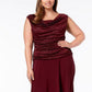R & M Richards Women's Plus Size Ruched Gown Dark Red Size 18