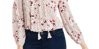 American Rag Junior's Crochet Trim Peasant Top  -Black Size Medium