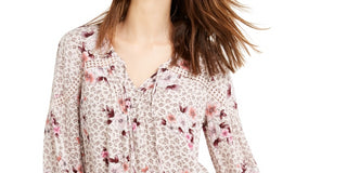 American Rag Junior's Crochet Trim Peasant Top Grey Size X-Small