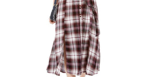 American Rag Juniors'' Plaid Maxi Shirtdress Red Size Large