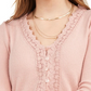 American Rag Juniors'' Lace-Trimmed Button-Front Top Bright Pink Size Small