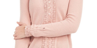 American Rag Juniors'' Lace-Trimmed Button-Front Top Bright Pink Size Small