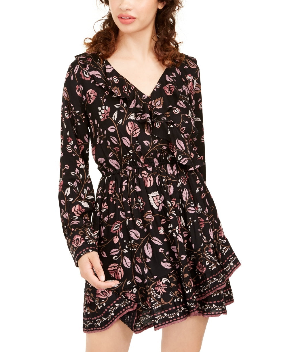 American Rag Junior's Ruffle Trimmed Dress Black Size Small