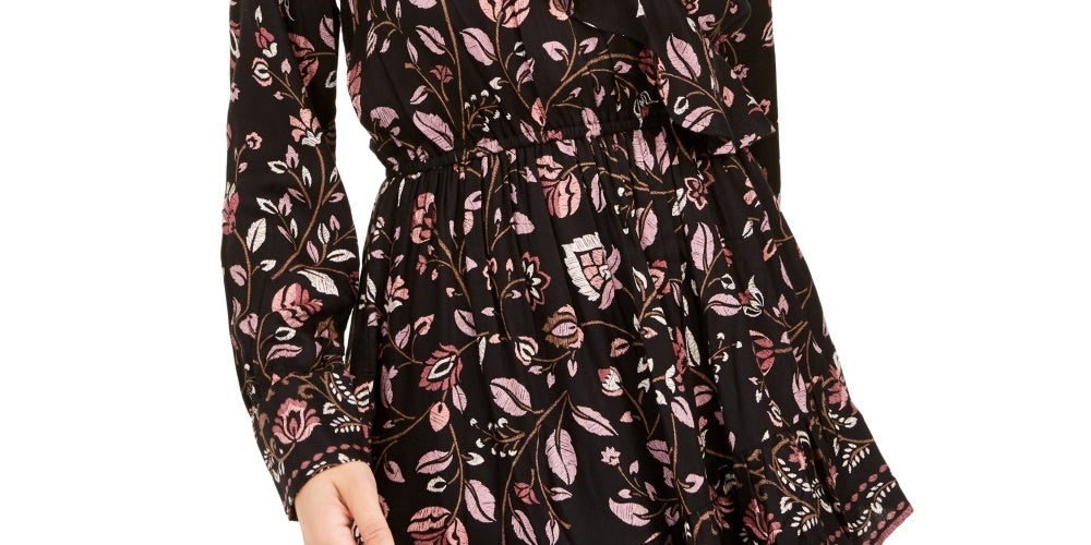 American Rag Junior's Ruffle Trimmed Dress Black Size Small