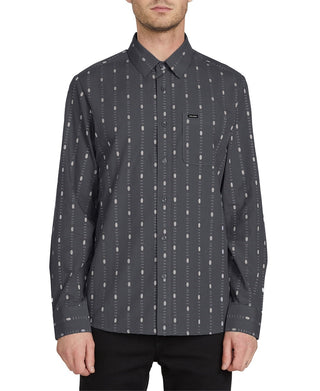 Volcom Men's Bonga Print Shirt Black Size Large