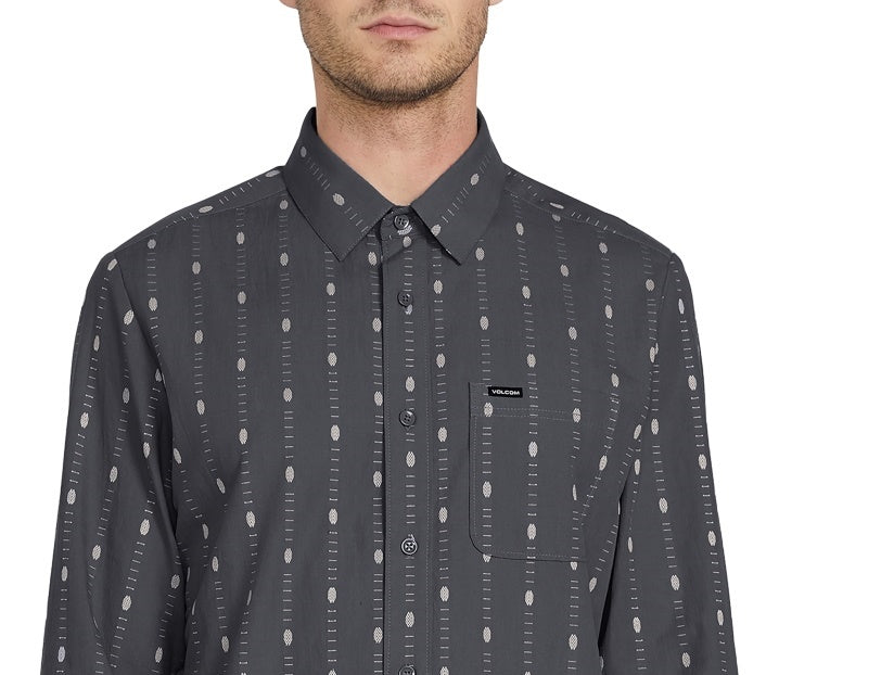 Volcom Men's Bonga Print Shirt Black Size Large