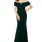 Betsy & Adam Women's Petite Off-The-Shoulder Gown Green Size 4P