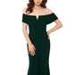 Betsy & Adam Women's Petite Off-The-Shoulder Gown Green Size 4P