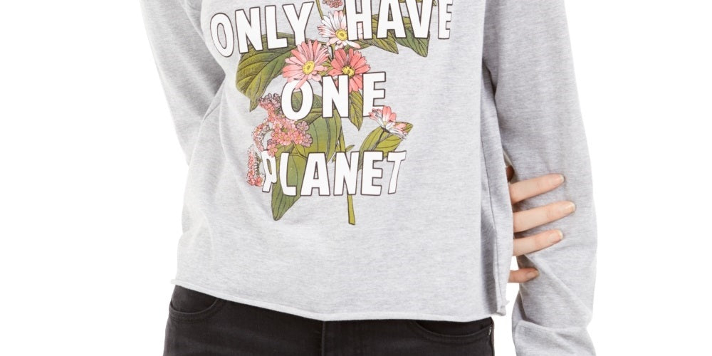 Rebellious One Juniors' One Planet Graphic T-Shirt Gray Size X-Large