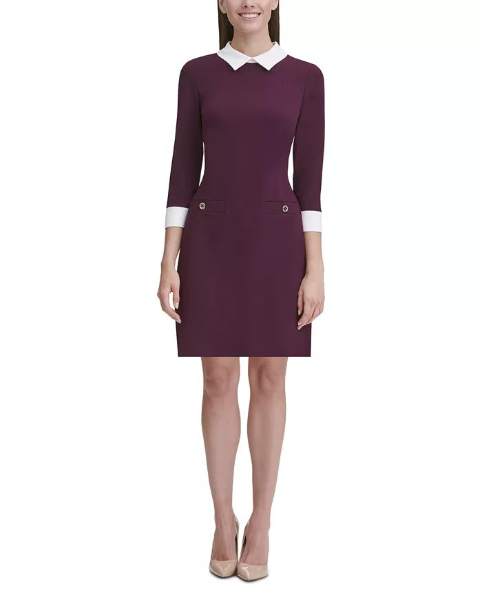 Tommy Hilfiger Women's Collared Shift Dress Purple Size 14
