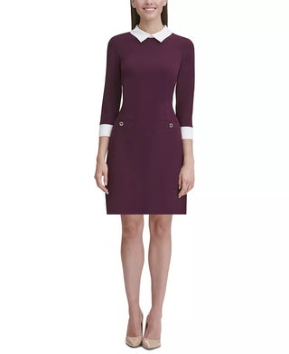 Tommy Hilfiger Women's Collared Shift Dress Purple Size 14