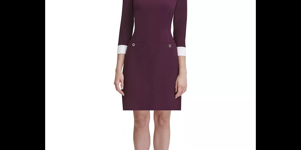 Tommy Hilfiger Women's Collared Shift Dress Purple Size 14