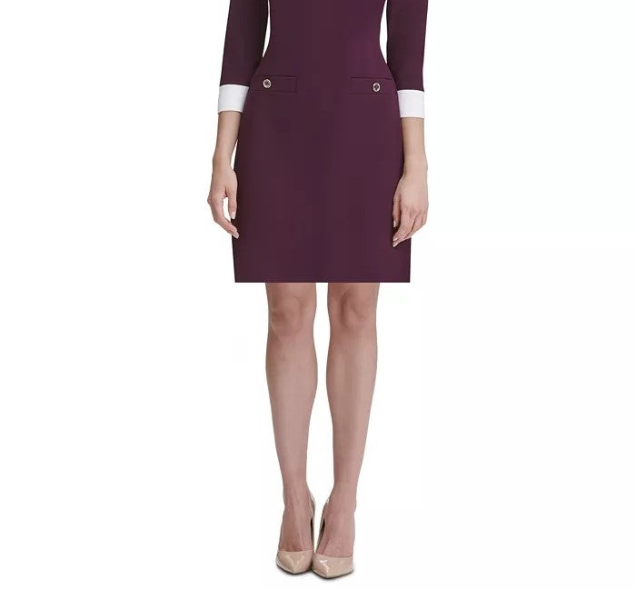 Tommy Hilfiger Women's Collared Shift Dress Purple Size 14