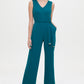 Tommy Hilfiger Women's Belted V Neck Jumpsuit Green Size 6