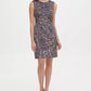 Tommy Hilfiger Women's Faux-Suede Leopard Scuba Sheath Dress Brown Size 10