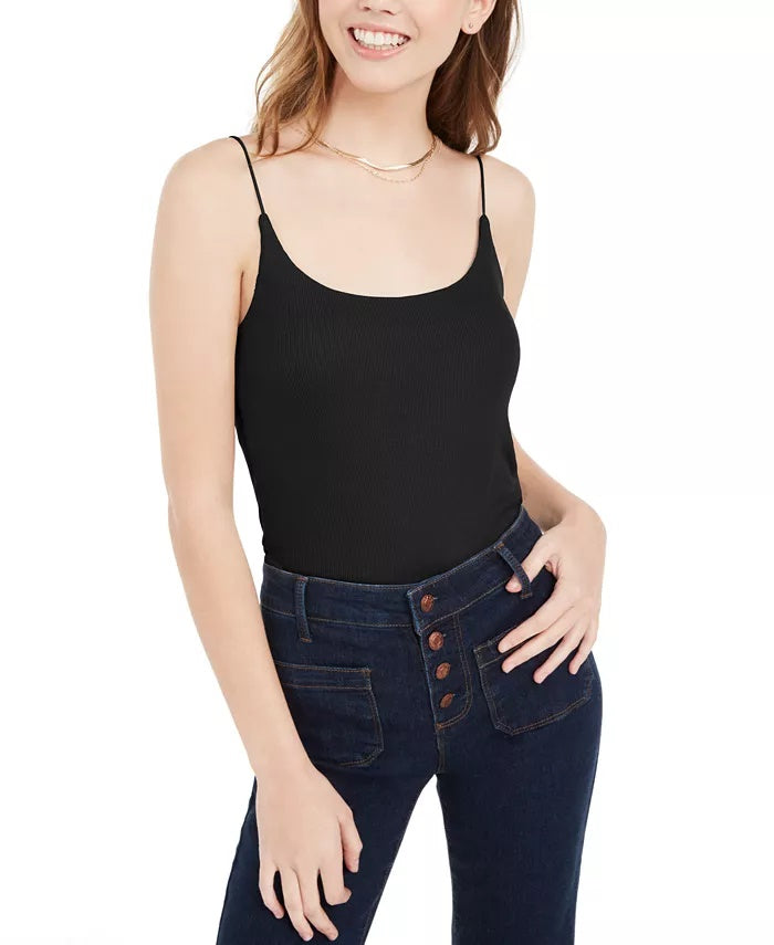 Planet Gold Junior's Spaghetti Strap Tank Top Black Size Large