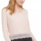 Planet Gold Juniors' Lace-Trim Top Pink Size Medium