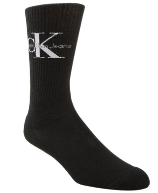 Calvin Klein Men's Ribbed Logo Crew Socks -Black Size 7-12