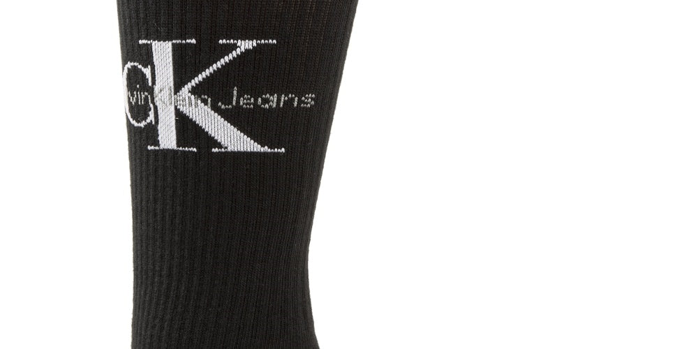 Calvin Klein Men's Ribbed Logo Crew Socks -Black Size 7-12