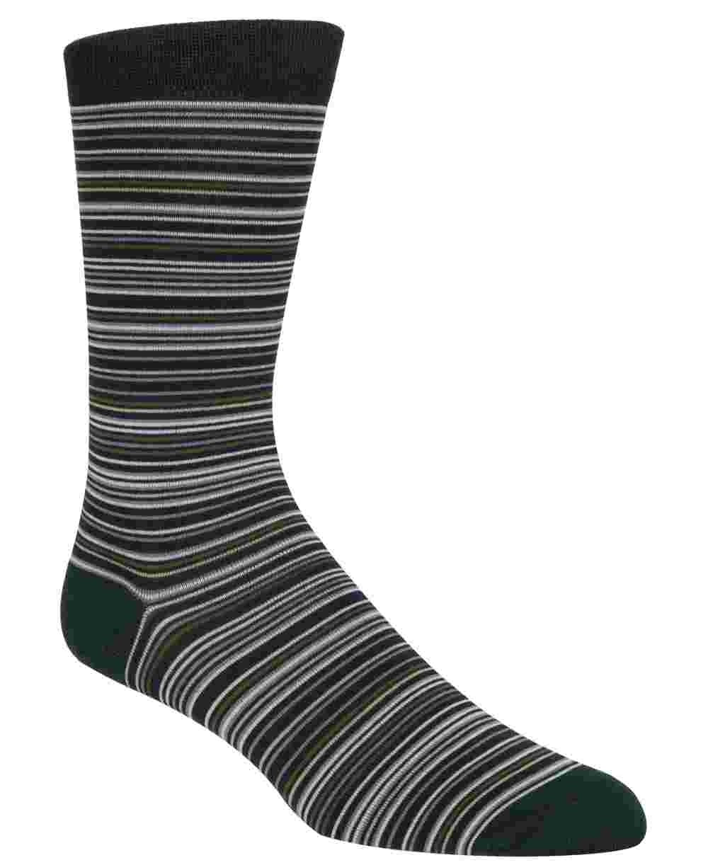 Cole Haan Men's Multi Stripe Crew Socks Dark Green Size Regular