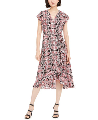 Adrianna Papell Women's Snakeskin Print Dress Red Size 6