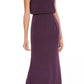 Adrianna Papell Women's Slitted Solid Sleeveless Cowl Neck Maxi Sheath Straight Leg Evening Dress Purple Size 4