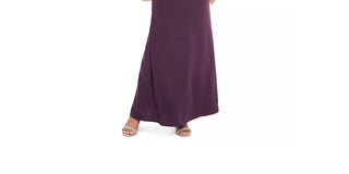 Adrianna Papell Women's Slitted Solid Sleeveless Cowl Neck Maxi Sheath Straight Leg Evening Dress Purple Size 4