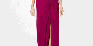 Adrianna Papell Women's Asymmetrical Embellished Gown Dark Pink Size 8