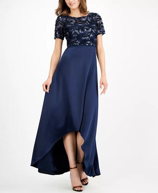 Adrianna Papell Women's Soutache Gown Navy Size 8