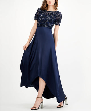 Adrianna Papell Women's Soutache Gown Navy Size 8