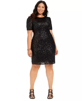 Adrianna Papell Women's Sequin Cocktail Dress Black Size 20