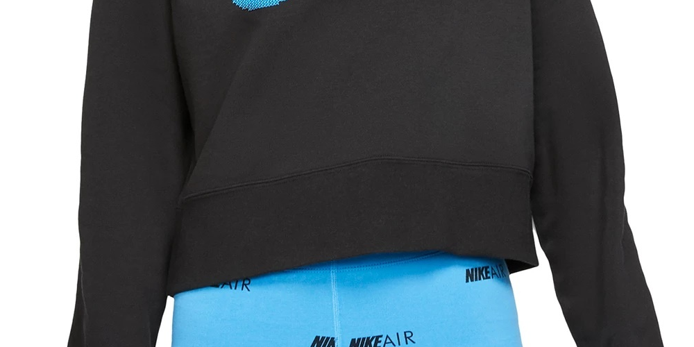 Nike Women's Sportswear Print Logo Cropped Sweatshirt Black Size Large