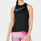 Nike Women's Dri-FIT Printed-Logo Racerback Running Tank Top Charcoal Size Large