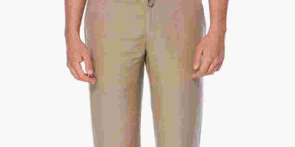 Cubavera Men's Solid Linen-Blend Drawstring Pants Inseam Dark Beige Size Small